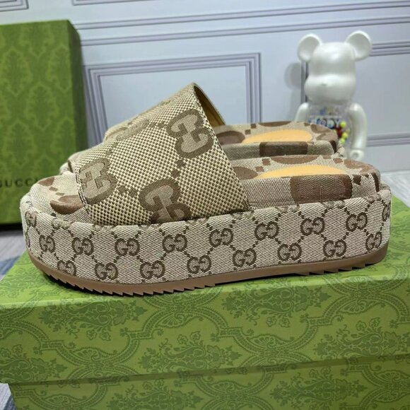 Gucci Brown Monogram Slippers - Picture 4 of 8